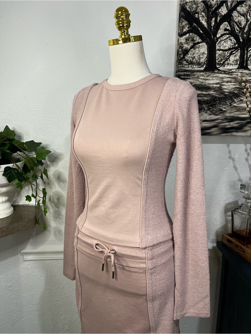 NWT Pale Pink Towelling Panel Top Maniere du Voir UK 10 - Picture 4 of 16